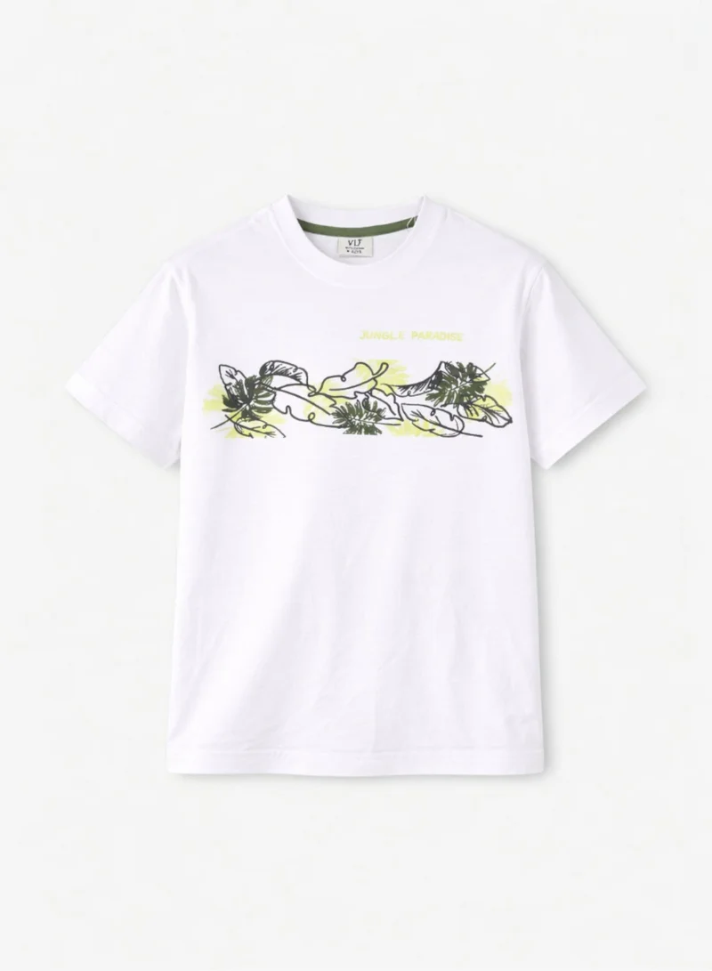 Victor And Jane  Boys Nature Sketch T-Shirt & Olive Cargo Shorts Set for Men | Best Price UAE